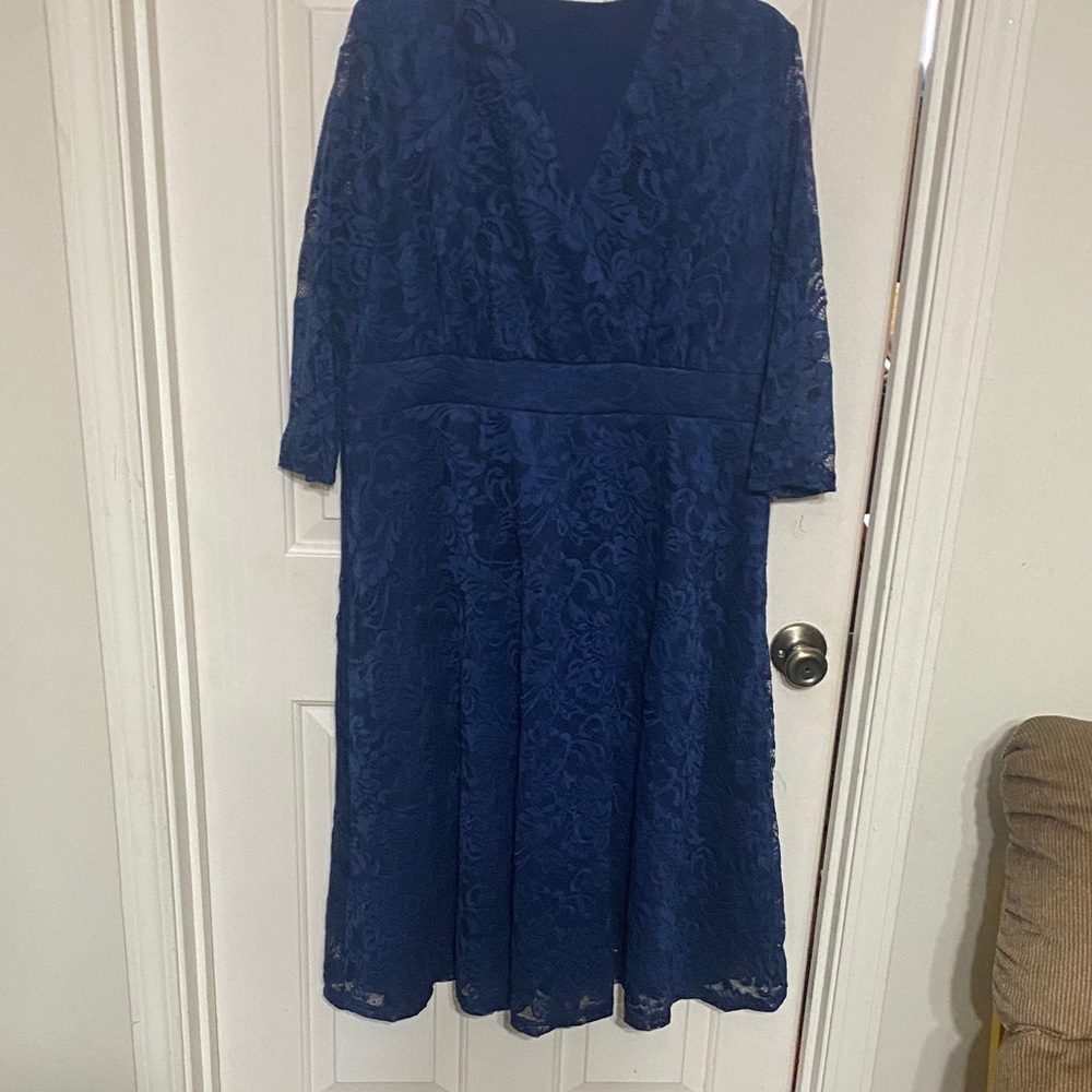 Elegant Blue Lace Dress, worn once at a wedding.